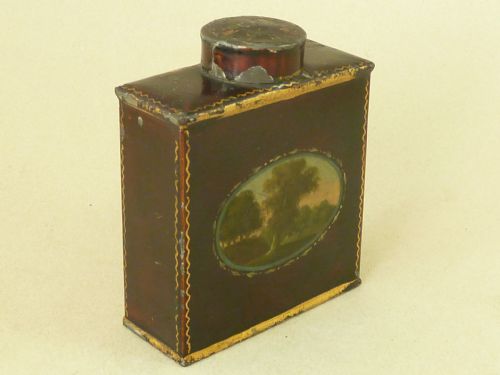 PONTYPOOL JAPANNED WARE TEA CADDY TIN PLATE TOLEWARE USK - ADDITIONAL PHOTO 3
