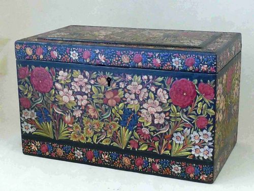 lacquer box kashmiri ware lacquer indian decorative mughal persia - CATEGORY: ANTIQUE BOXES - DATED 19TH CENTURY