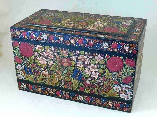 LACQUER BOX KASHMIRI WARE LACQUER INDIAN DECORATIVE MUGHAL PERSIA - ADDITIONAL PHOTO 2
