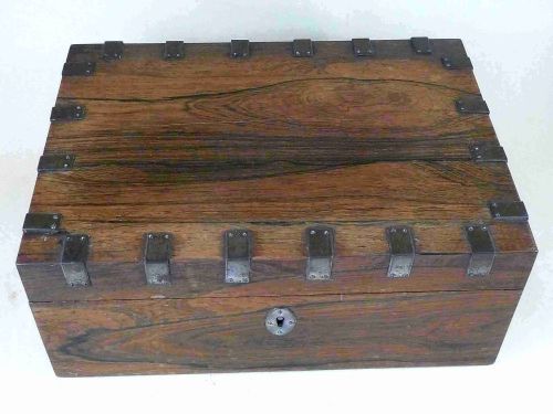 ROSEWOOD SEWING BOX SET CUT STEEL MOP THREAD WINDER SCISSORS TOOLS VICTORIAN - ADDITIONAL PHOTO 2