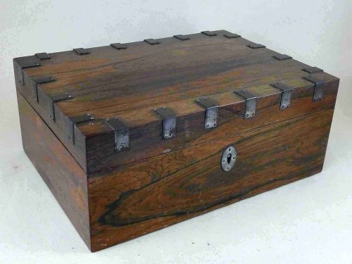 ROSEWOOD SEWING BOX SET CUT STEEL MOP THREAD WINDER SCISSORS TOOLS VICTORIAN - ADDITIONAL PHOTO 3