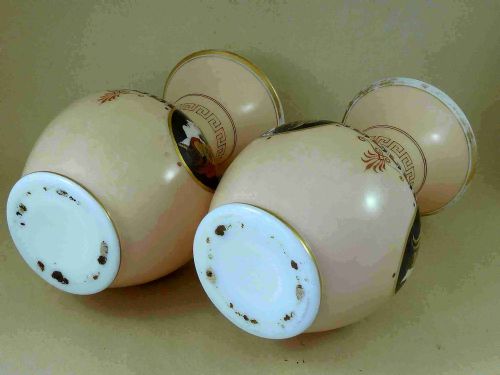PAIR VICTORIAN OPALINE GLASS VASES ENAMEL PAINTED NEOCLASSICAL - ADDITIONAL PHOTO 5