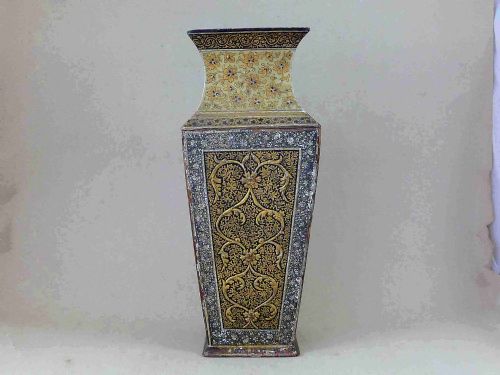 KASHMIRI LACQUER INDIAN DECORATIVE VASE MUGHAL - ADDITIONAL PHOTO 1