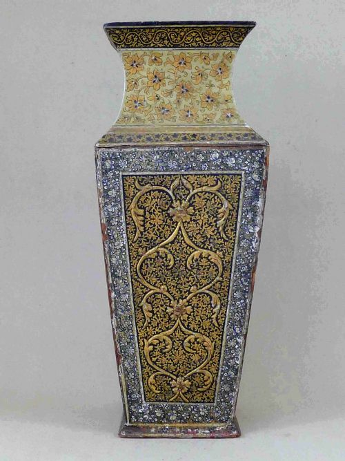 KASHMIRI LACQUER INDIAN DECORATIVE VASE MUGHAL - ADDITIONAL PHOTO 2