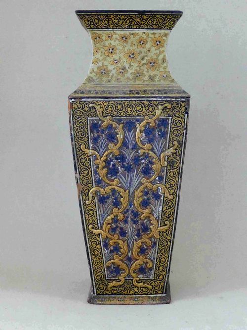 KASHMIRI LACQUER INDIAN DECORATIVE VASE MUGHAL - ADDITIONAL PHOTO 3