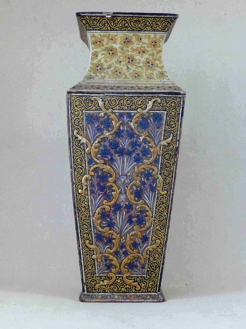 KASHMIRI LACQUER INDIAN DECORATIVE VASE MUGHAL - ADDITIONAL PHOTO 5