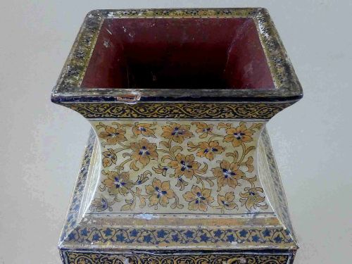 KASHMIRI LACQUER INDIAN DECORATIVE VASE MUGHAL - ADDITIONAL PHOTO 6
