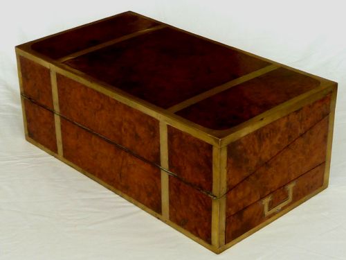 regency campaign writing slope brass bound desk solid amboyna anglo indian - CATEGORY: ANTIQUE DESKS - DATED 1800