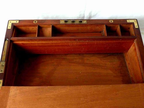 GEORGIAN MILITARY CAMPAIGN WRITING SLOPE BRASS BOUND CANDLE SCONCES PORTABLE DESK SOLID MAHOGANY - ADDITIONAL PHOTO 5