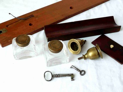 GEORGIAN MILITARY CAMPAIGN WRITING SLOPE BRASS BOUND CANDLE SCONCES PORTABLE DESK SOLID MAHOGANY - ADDITIONAL PHOTO 7