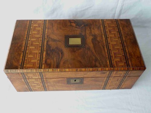 LARGE VICTORIAN BURR WALNUT PARQUETRY INLAID WRITING SLOPE PORTABLE DESK TUNBRIDGE WARE - ADDITIONAL PHOTO 1