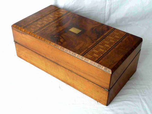 LARGE VICTORIAN BURR WALNUT PARQUETRY INLAID WRITING SLOPE PORTABLE DESK TUNBRIDGE WARE - ADDITIONAL PHOTO 2
