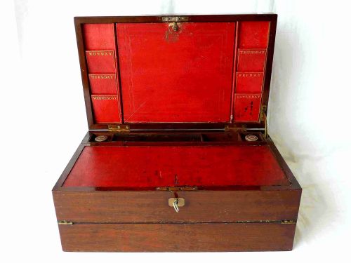VICTORIAN WRITING SLOPE LETTER RACK DOUBLE OPENING PORTABLE DESK MAHOGANY - ADDITIONAL PHOTO 3