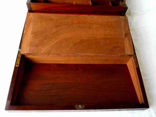 VICTORIAN WRITING SLOPE LETTER RACK DOUBLE OPENING PORTABLE DESK MAHOGANY - ADDITIONAL PHOTO 7