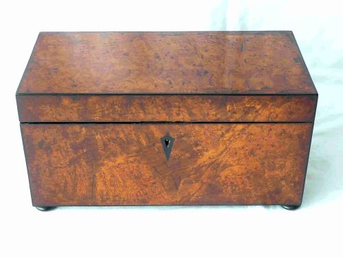 REGENCY POLLARD OAK TEA CADDY ORIGINAL GLASS BOWL LINER LIDDED BOXES - ADDITIONAL PHOTO 1