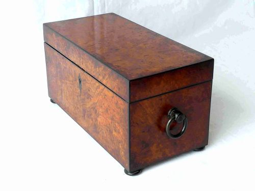 REGENCY POLLARD OAK TEA CADDY ORIGINAL GLASS BOWL LINER LIDDED BOXES - ADDITIONAL PHOTO 2
