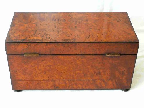 REGENCY POLLARD OAK TEA CADDY ORIGINAL GLASS BOWL LINER LIDDED BOXES - ADDITIONAL PHOTO 3