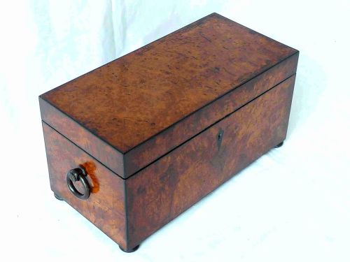 REGENCY POLLARD OAK TEA CADDY ORIGINAL GLASS BOWL LINER LIDDED BOXES - ADDITIONAL PHOTO 4