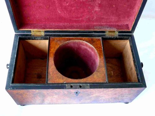 REGENCY POLLARD OAK TEA CADDY ORIGINAL GLASS BOWL LINER LIDDED BOXES - ADDITIONAL PHOTO 6