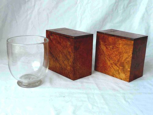 REGENCY POLLARD OAK TEA CADDY ORIGINAL GLASS BOWL LINER LIDDED BOXES - ADDITIONAL PHOTO 7