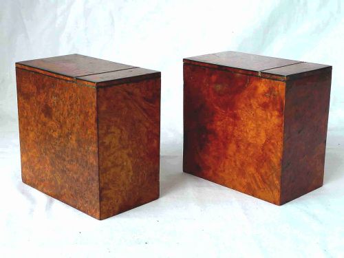 REGENCY POLLARD OAK TEA CADDY ORIGINAL GLASS BOWL LINER LIDDED BOXES - ADDITIONAL PHOTO 8