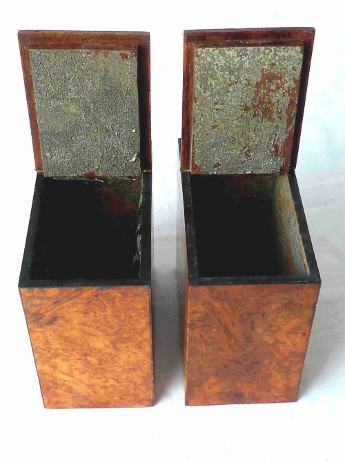 REGENCY POLLARD OAK TEA CADDY ORIGINAL GLASS BOWL LINER LIDDED BOXES - ADDITIONAL PHOTO 9