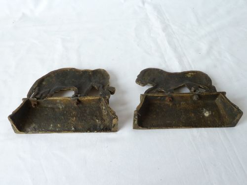 ELEPHANT LION PAIR VICTORIAN CAST BRASS ANIMALS FIREPLACE DECORATION - ADDITIONAL PHOTO 3