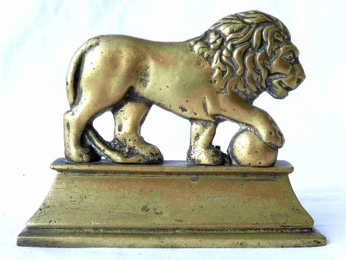 ELEPHANT LION PAIR VICTORIAN CAST BRASS ANIMALS FIREPLACE DECORATION - ADDITIONAL PHOTO 4