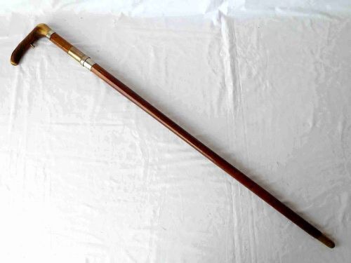 WALKING STICK CORKSCREW BRASS MECHANICAL GADGET CANE - ADDITIONAL PHOTO 2