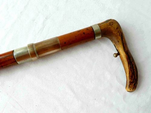 WALKING STICK CORKSCREW BRASS MECHANICAL GADGET CANE - ADDITIONAL PHOTO 4