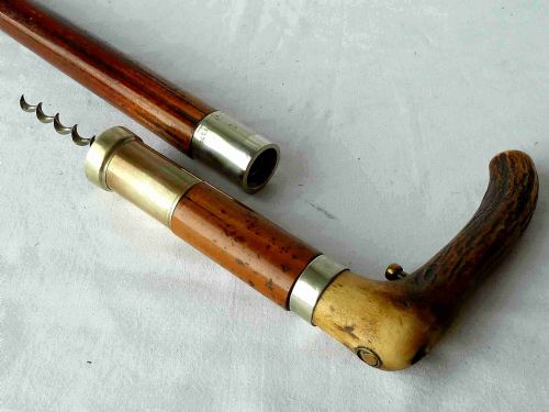 WALKING STICK CORKSCREW BRASS MECHANICAL GADGET CANE - ADDITIONAL PHOTO 9