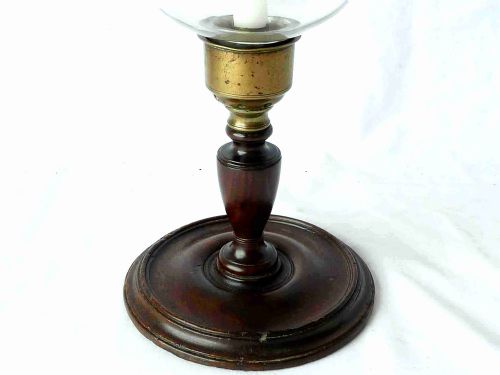 GEORGIAN MAHOGANY TABLE CANDLESTICK STORM LAMP HURRICANE SHADE - ADDITIONAL PHOTO 3