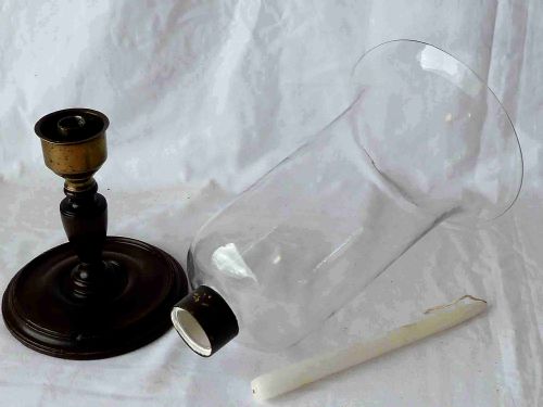 GEORGIAN MAHOGANY TABLE CANDLESTICK STORM LAMP HURRICANE SHADE - ADDITIONAL PHOTO 4