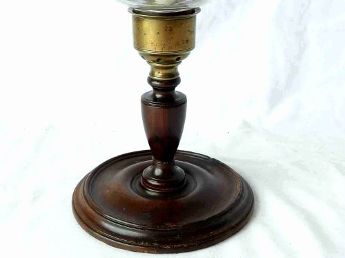 GEORGIAN MAHOGANY TABLE CANDLESTICK STORM LAMP HURRICANE SHADE - ADDITIONAL PHOTO 6