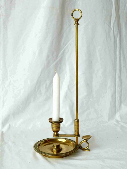 REGENCY ADJUSTABLE BRASS CHAMBERSTICK TABLE LAMP CANDLESTICK EMPIRE - ADDITIONAL PHOTO 1