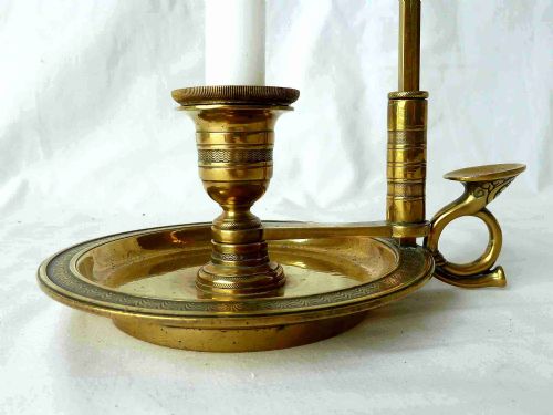 REGENCY ADJUSTABLE BRASS CHAMBERSTICK TABLE LAMP CANDLESTICK EMPIRE - ADDITIONAL PHOTO 2
