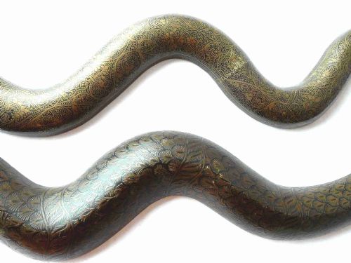 INDIAN SNAKE WALL CANDLE LAMPS LIGHTS SCONCES PAIR 19C BRASS COBRA - ADDITIONAL PHOTO 4