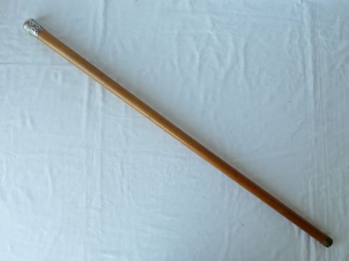 CHINESE EXPORT SILVER TOP WALKING STICK CANE MALACCA BTH - ADDITIONAL PHOTO 2
