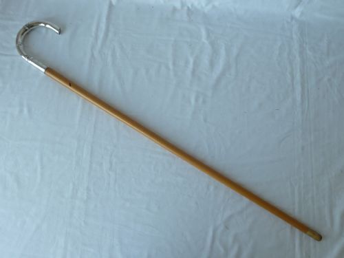 MALACCA BAMBOO SILVER CROOK HANDLE WALKING STICK CHINESE EXPORT - ADDITIONAL PHOTO 2