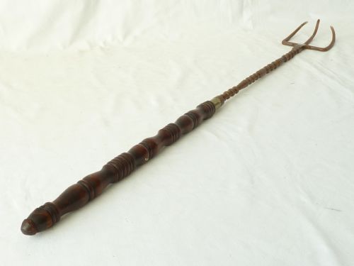 GEORGIAN WELSH COPPER MAHOGANY TOASTING FORK FLESH - ADDITIONAL PHOTO 5