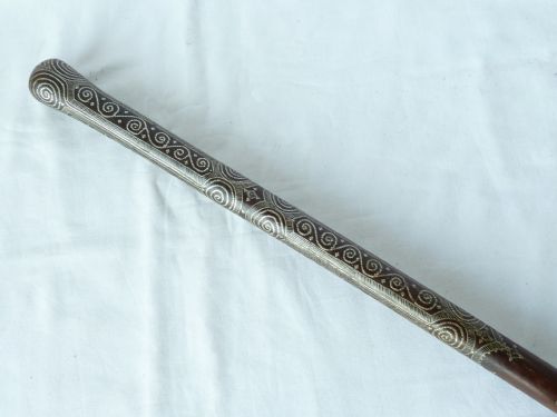 PIQUE HARDWOOD WALKING STICK CANE SILVER INLAY ASIA - ADDITIONAL PHOTO 4