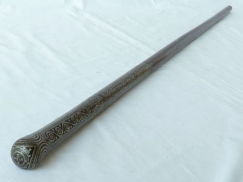 PIQUE HARDWOOD WALKING STICK CANE SILVER INLAY ASIA - ADDITIONAL PHOTO 6