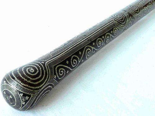 pique hardwood walking stick cane silver inlay asia - CATEGORY: ANTIQUE MISCELLANEOUS - DATED 1850