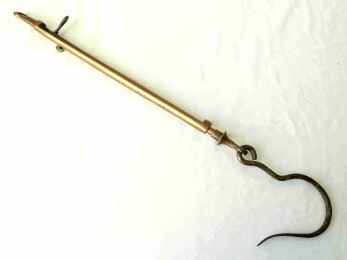georgian meat roasting trammel adjustable hook brass wrought iron pot hanger hearth - CATEGORY: ANTIQUE METAL - DATED GEORGIAN