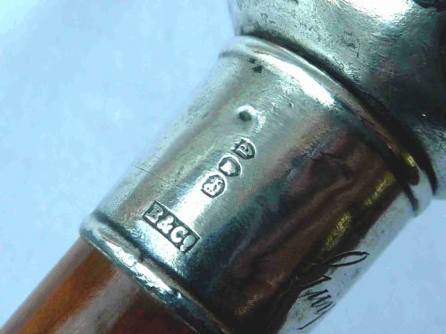 BANDED AGATE BALL 1890 SILVER HANDLE WALKING STICK CANE HALLMARKED VICTORIAN - ADDITIONAL PHOTO 8