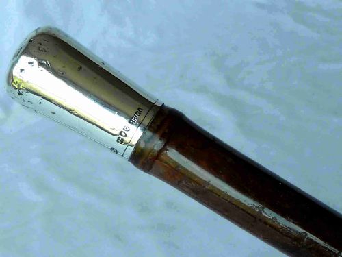 1891 silver handle brigg walking stick cane hallmarked victorian bamboo - CATEGORY: ANTIQUE MISCELLANEOUS - DATED 1890