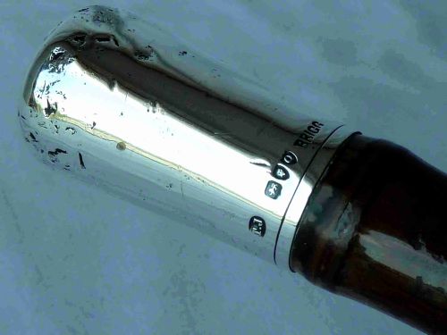 1891 SILVER HANDLE BRIGG WALKING STICK CANE HALLMARKED VICTORIAN BAMBOO - ADDITIONAL PHOTO 3