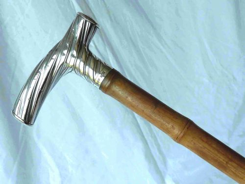 1890 silver handle brigg walking stick hallmarked victorian bamboo - CATEGORY: ANTIQUE MISCELLANEOUS - DATED 1890