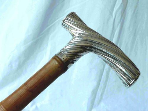 1890 SILVER HANDLE BRIGG WALKING STICK HALLMARKED VICTORIAN BAMBOO - ADDITIONAL PHOTO 1