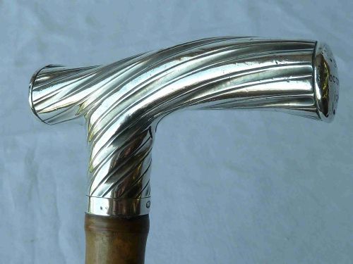 1890 SILVER HANDLE BRIGG WALKING STICK HALLMARKED VICTORIAN BAMBOO - ADDITIONAL PHOTO 2
